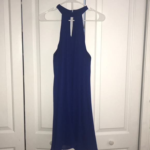 Flowy Chiffon Royal Blue Dress - Picture 1 of 2